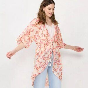 LC Lauren Conrad Floral Sheer Kimono Cardigan
